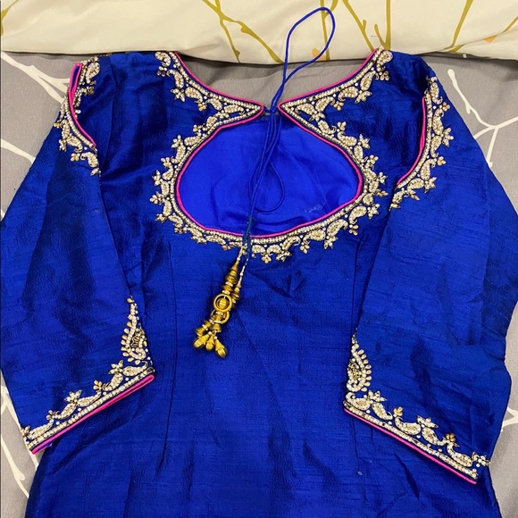 Tricolor shalwar suit with crystals all over - Picture 3 of 10